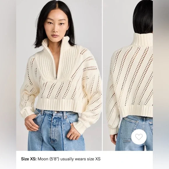 STAUD Cropped Hampton Sweater Sz S - Picture 5 of 10